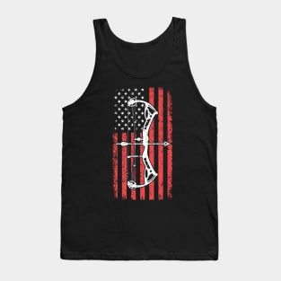 American Flag Hunter Archer Men Patriotic Bow Hunting Tank Top